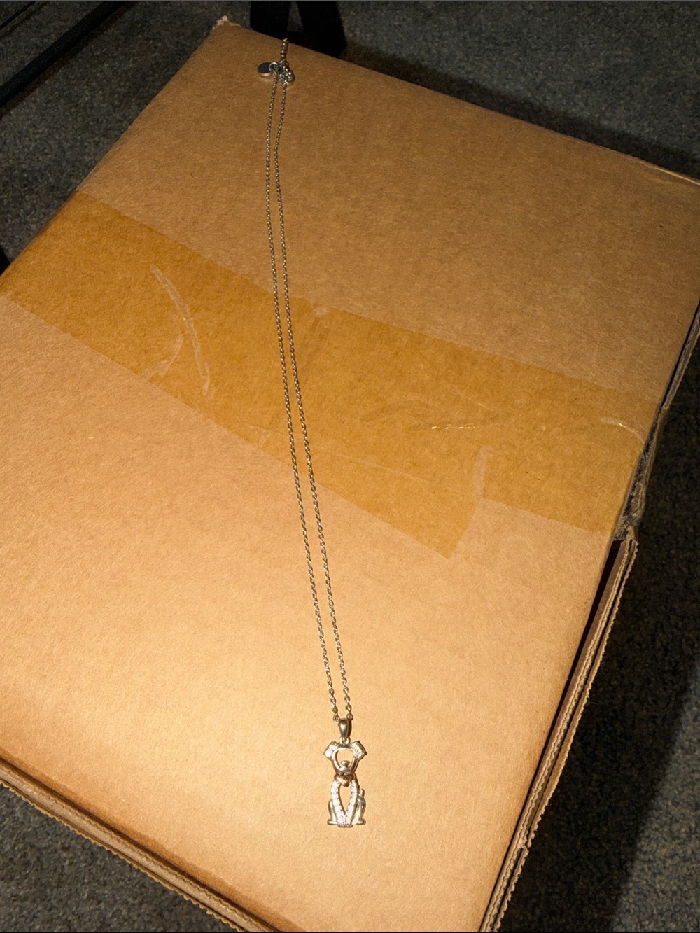 Sterling Silver Puppy Pendant Necklace - Silver